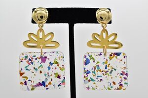 Mary Kathryn Perfect Present Earrings Confetti MKD Glitter Lucite NWT BinAF
